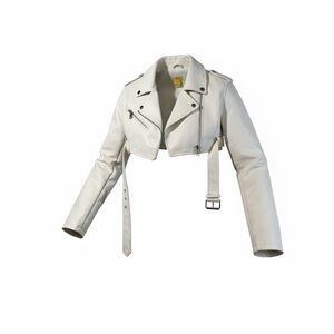 Daisy Women's Cream Cropped Faux Leather Jacket